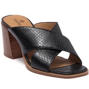 Susina Black Croc Faux Leather Sandal